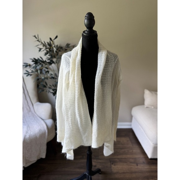 MICHAEL Michael Kors Sweaters - Michael Kors Mohair Blend Open Front Cardigan Cream Shawl Collar Large